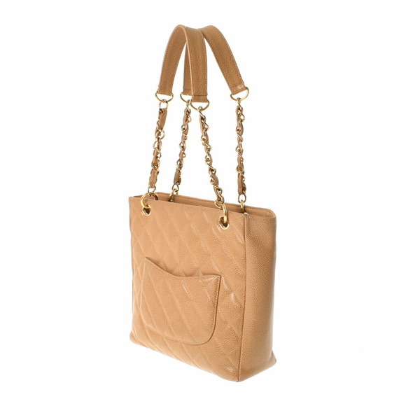 CHANEL Matelasse Chain Tote Bag Beige Caviar Leather - Picture 2 of 9